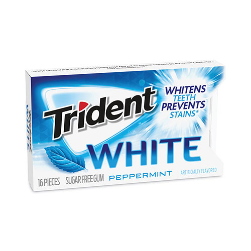 Trident® Sugar-Free Gum, White Peppermint,16 Pieces/Pack, 9 Packs/Box