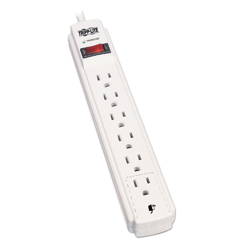 Tripp Lite Protect It! Surge Protector, 6 Outlets, 15 ft. Cord, 790 Joules, Light Gray