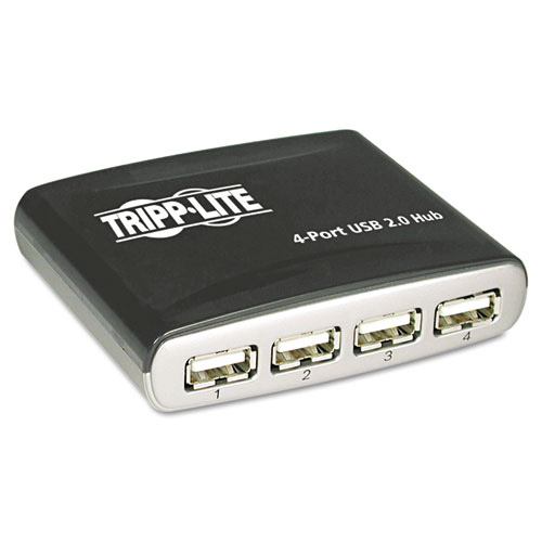 Tripp Lite USB 2.0 Hub, 4 Ports, Black/Silver