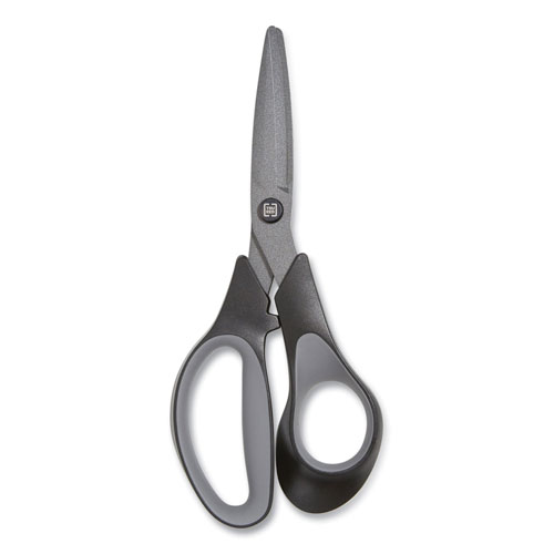 TRU RED™ Non-Stick Titanium-Coated Scissors, 7" Long, 2.88" Cut Length, Gun-Metal Gray Blades, Black/Gray Straight Handle