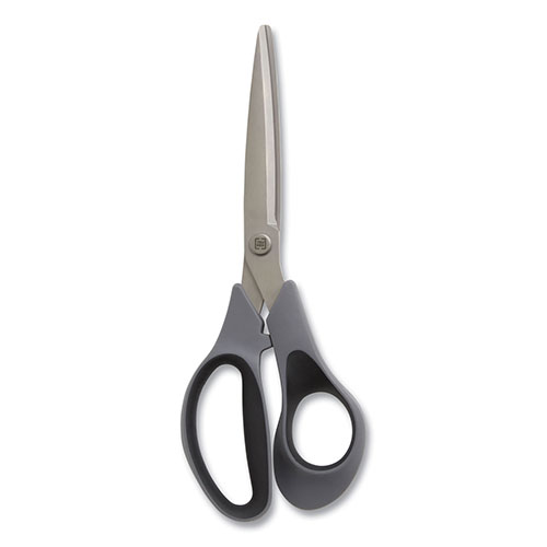 TRU RED™ Non-Stick Titanium-Coated Scissors, 8" Long, 3.86" Cut Length, Gun-Metal Gray Blades, Gray/Black Straight Handle