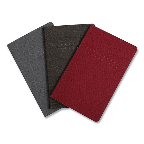 TRU RED™ Pocket Journal, Dotted Rule, Black/Charcoal/Red Cover, 3.5 x 5.5, 48 Sheets, 3/Pack