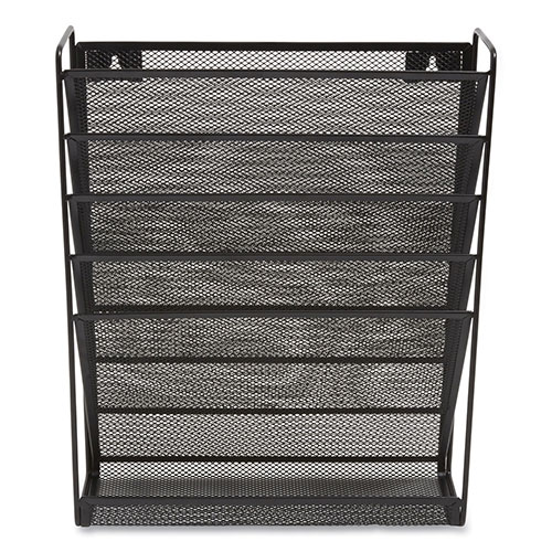 TRU RED™ Wire Mesh Incline Sorter, Enclosed Design, 5 Sections, Letter-Size, 13.38 x 4.52 x 16.45, Matte Black