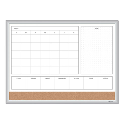 U Brands 4N1 Magnetic Dry Erase Combo Board, 24 x 18, White/Natural