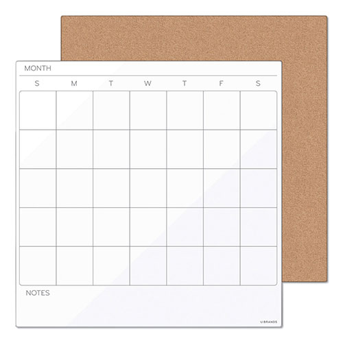 U Brands Tile Board Value Pack with Undated One Month Calendar, 14 x 14, White/Natural, 2/Set