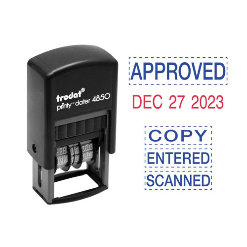 U.S. Stamp & Sign Economy 5-in-1 Micro Date Stamp, Self-Inking, 0.75 x 1, Blue/Red