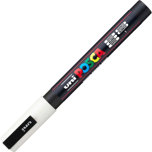 Uni-Ball Posca Paint Marker - Fine Marker Point - White Water Based, Pigment-based Ink - 6 / Pack