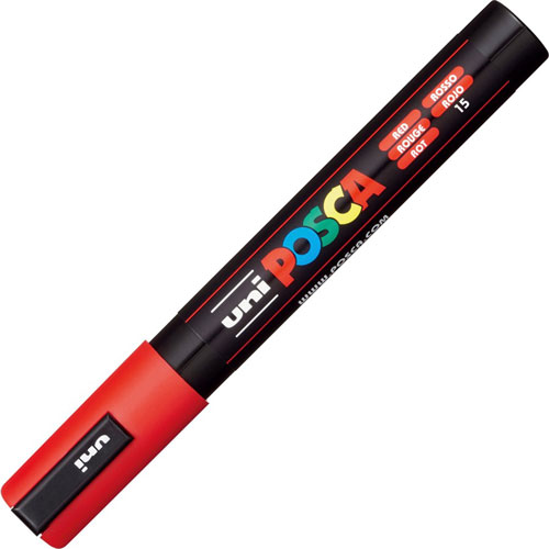 Uni-Ball Posca Paint Marker - Medium Marker Point - Red Water Based, Pigment-based Ink - 6 / Pack