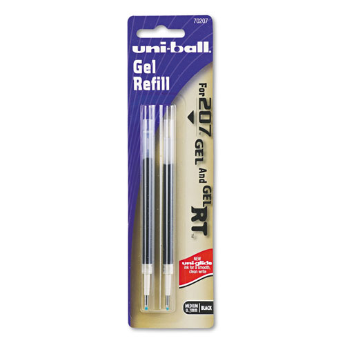 Uni-Ball Refill for uni-ball Signo Gel 207 Pens, Medium Point, 0.7 mm, Black Ink, 2/Pack