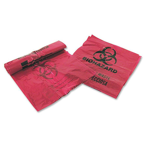 Unimed-Midwest Infectious Waste Bags, 3 Gallon, 14" x 18-1/2", 200 Bags/BX, Red