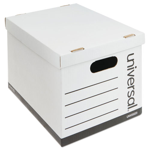 Universal Basic-Duty Economy Record Storage Boxes, Letter/Legal Files, 12" x 15" x 10", White, 10/Carton