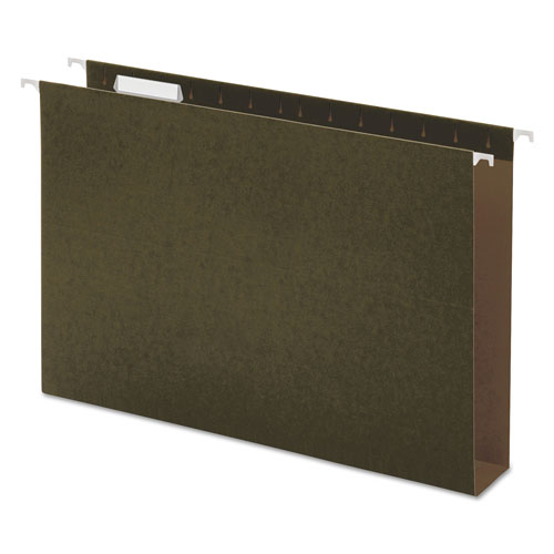 Universal Box Bottom Hanging File Folders, 2" Capacity, Legal Size, 1/5-Cut Tabs, Standard Green, 25/Box