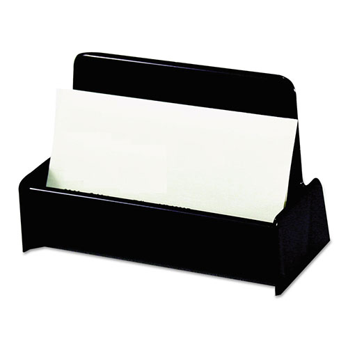 Universal Business Card Holder, Holds 50 2 x 3.5 Cards, 3.75 x 1.81 x 1.38, Plastic, Black