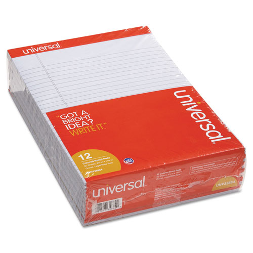 Universal Colored Perforated Ruled Writing Pads, Wide/Legal Rule, 50 Orchid 8.5 x 11 Sheets, Dozen