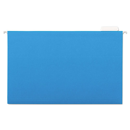 Universal Deluxe Bright Color Hanging File Folders, Legal Size, 1/5-Cut Tabs, Blue, 25/Box