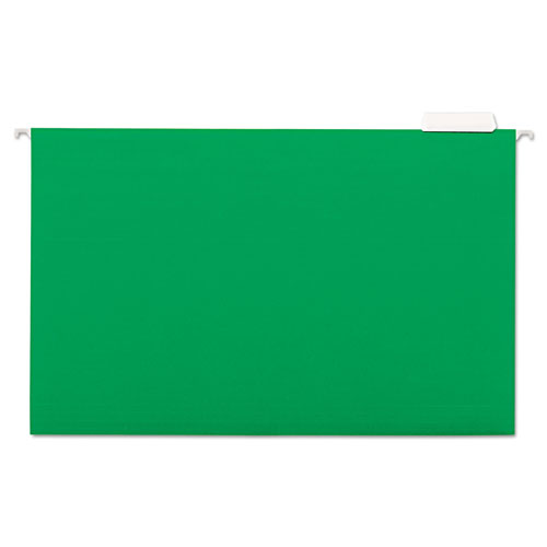 Universal Deluxe Bright Color Hanging File Folders, Legal Size, 1/5-Cut Tabs, Bright Green, 25/Box