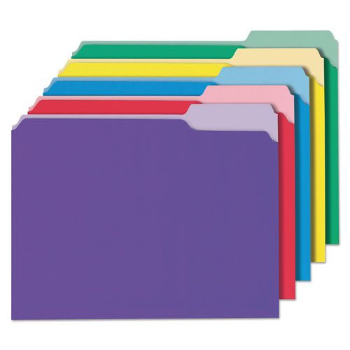 Universal Deluxe Colored Top Tab File Folders, 1/3-Cut Tabs: Assorted, Letter Size, Assorted Colors, 100/Box