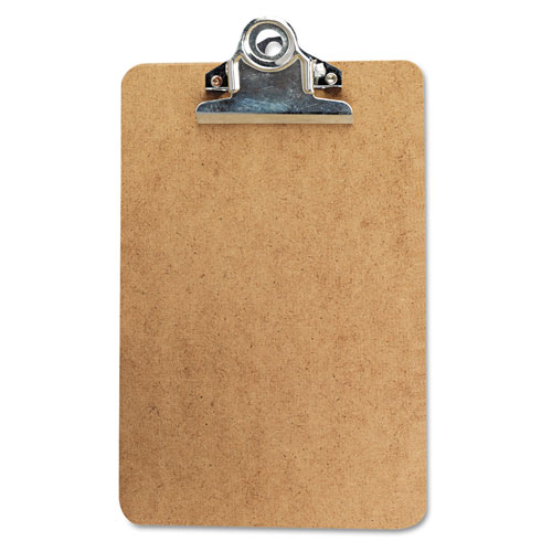 Universal Hardboard Clipboard, 0.75" Clip Capacity, Holds 5 x 8 Sheets, Brown