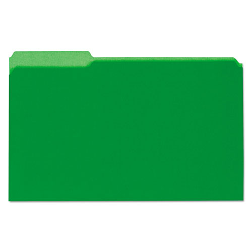 Universal Interior File Folders, 1/3-Cut Tabs: Assorted, Legal Size, 11-pt Stock, Green, 100/Box