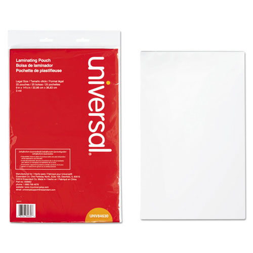 Universal Laminating Pouches, 3 mil, 9" x 14.5", Gloss Clear, 25/Pack