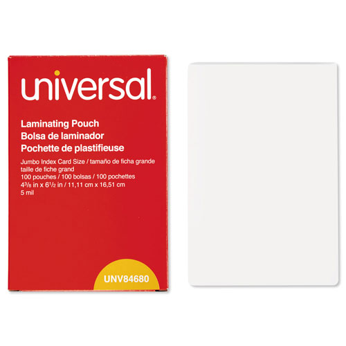 Universal Laminating Pouches, 5 mil, 6.5" x 4.38", Gloss Clear, 100/Box