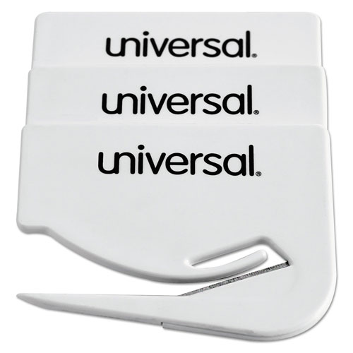 Universal Letter Slitter Hand Letter Opener with Concealed Blade, 2.5", White, 3/Pack