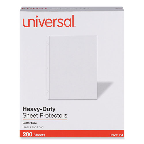Universal Top-Load Poly Sheet Protectors, Heavy Gauge, Letter Size, Clear, 200/Pack
