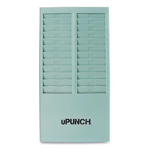 uPunch Time Card Rack, 24 Pockets, Gray