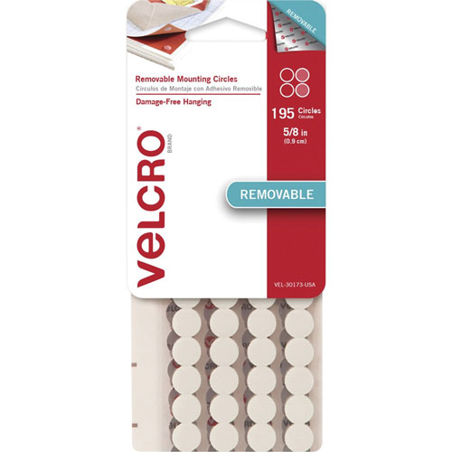 Velcro Mounting Tape, Removable, Circles, 5/8" , 195/Pk, We
