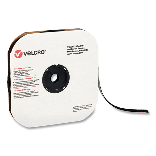 Velcro Sticky-Back Fasteners, Loop Side, 0.63" x 75 ft, Black