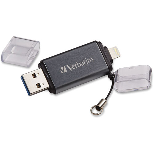 Verbatim Store-N-Go Dual USB 3.0 Flash Drive, 64GB, Graphite