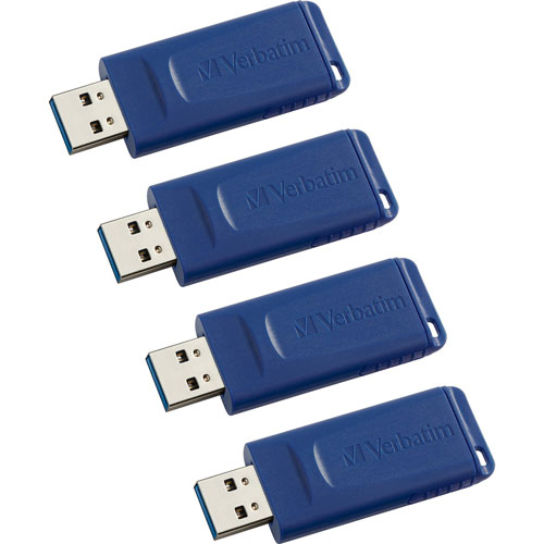 Verbatim USB Flash Drive, Capless, 16GB, 4/CT, Blue