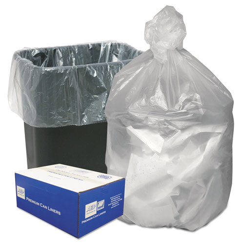 Webster Can Liners, 10 gal, 8 microns, 24" x 24", Natural, 1,000/Carton