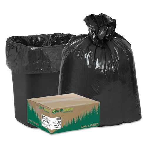 Webster Linear Low Density Recycled Can Liners, 16 gal, 0.85 mil, 24" x 33", Black, 500/Carton