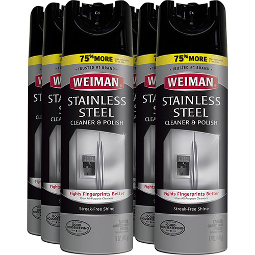 Weiman Stainless Steel Cleaner and Polish, 17 oz Aerosol, 6-carton
