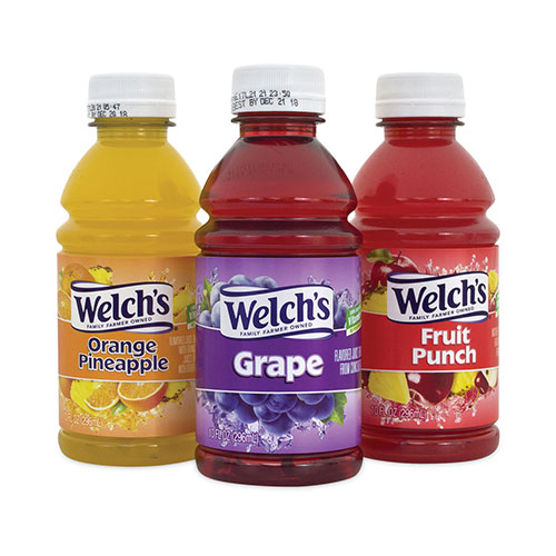 Welch's® Fruit Juice Variety Pack, Fruit Punch, Grape, and Orange Pineapple, 10 oz Bottles, 24/Carton