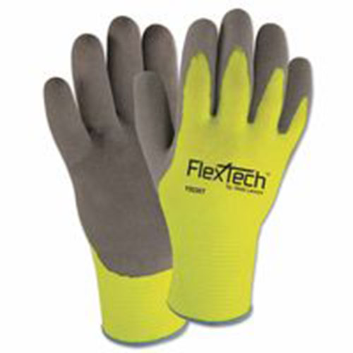 Wells Lamont FlexTech Hi-Visibility Knit Thermal Gloves w/Nitrile Palm, XXL, HiVis Green/Gray