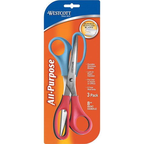Westcott® 8" Straight All Purpose Value™ Scissors 3-pack