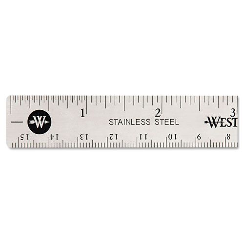 Westcott® Stainless Steel Office Ruler With Non Slip Cork Base, 6"