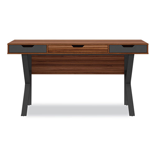 Whalen® Stirling Table Desk, 59.75" x 23.75" x 31", Natural Walnut/Charcoal Gray