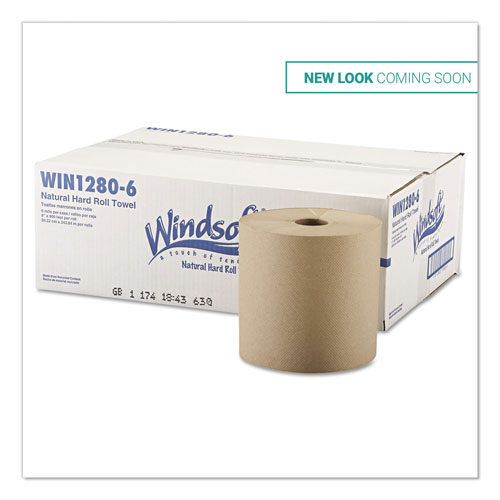 Windsoft 1280-6 Natural Bulk Hardwound Roll Paper Towels, 800'