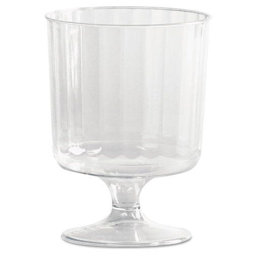 WNA Comet Classic Crystal Plastic Wine Glasses on Pedestals, 5 oz., Clear, Fluted, 10/Pack