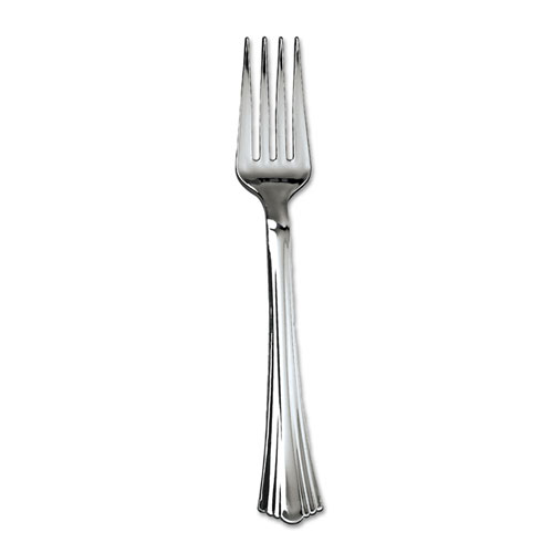 WNA Comet Heavyweight Plastic Forks, Reflections Design, Silver, 600/Carton