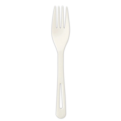 World Centric TPLA Compostable Cutlery, Fork, 6.3", White, 1,000/Carton