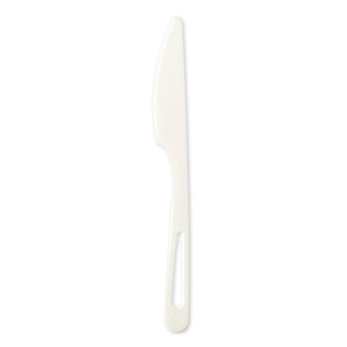 World Centric TPLA Compostable Cutlery, Knife, 6.7", White, 1,000/Carton