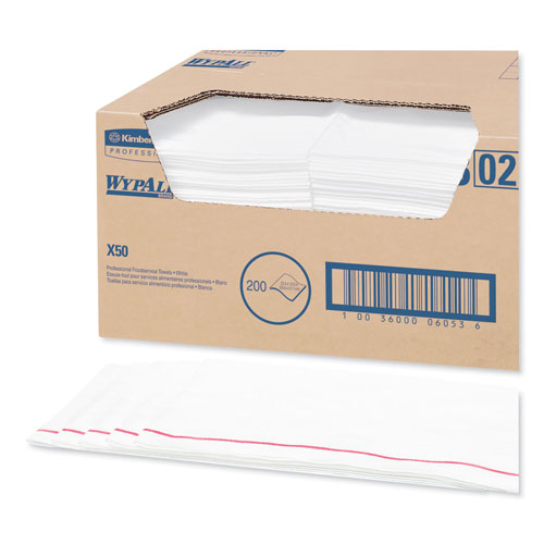 WypAll® X50 Foodservice Towels, 1/4 Fold, 23 1/2 x 12 1/2, White, 200/Carton