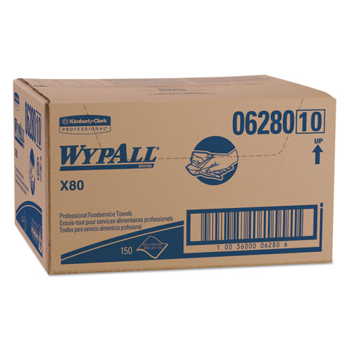 WypAll® X80 Foodservice Towels, Blue, Carton of 150