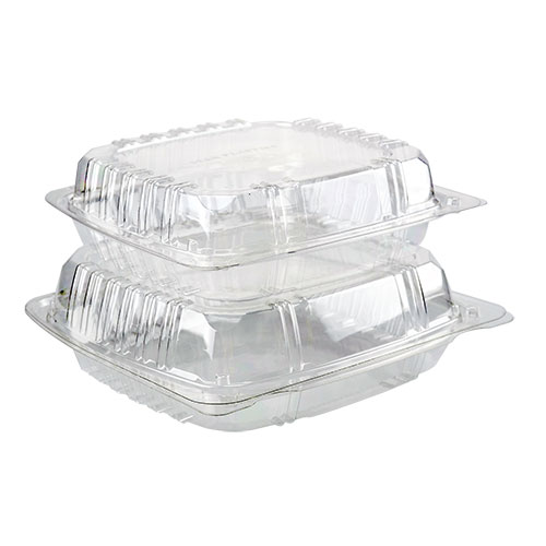 YesPac 8" x 8" x 8-3/8" Clear Hinged Container