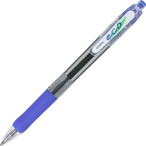 Zebra Pen ECO Jimnie Clip Retractable Ballpoint Pen, 1mm, Blue Ink, Translucent Blue Barrel, Dozen