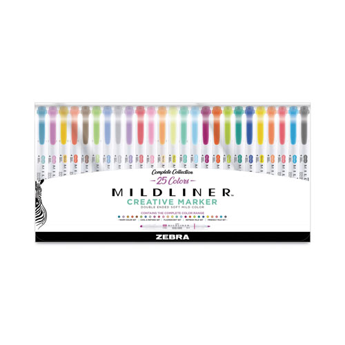 Zebra Pen Mildliner Double Ended Highlighter Variety Pack, Asst Ink Colors, Bold-Chisel/Fine-Bullet Tips, Asst Barrel Colors, 25/Pack